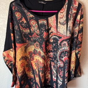 Zara paisley print batwing sleeve top M EUC witchy goth y2k grunge baddie